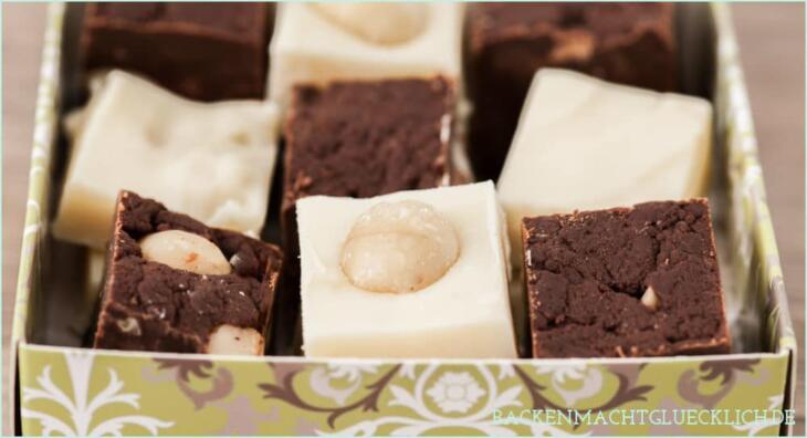 Macadamia-Fudge mit Orange und Zitrone