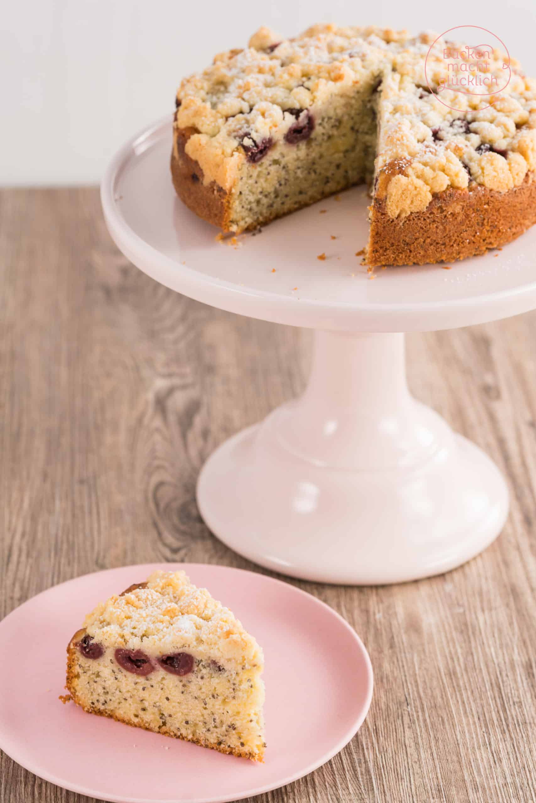 Kirschkuchen mit Mohn Streuseln