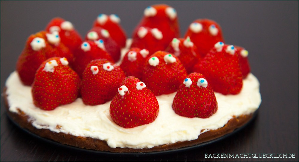 Erdbeerkuchen Kühlschranktorte mit Augen