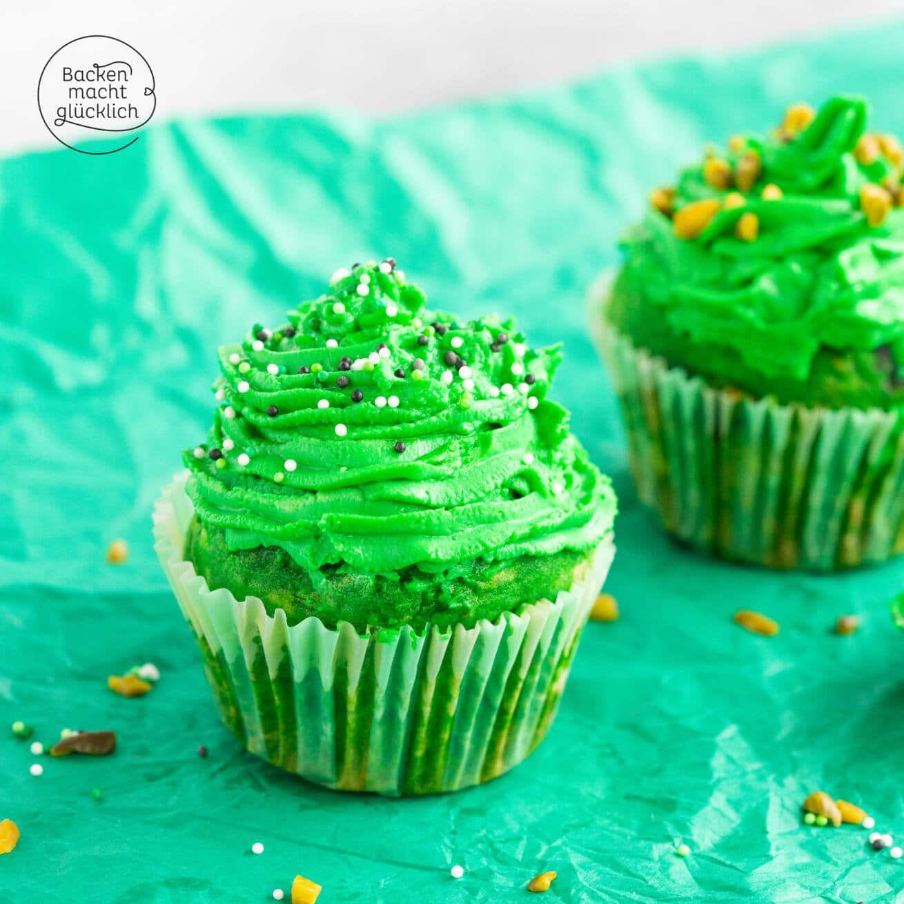Grüne WaldmeisterCupcakes Backen macht glücklich