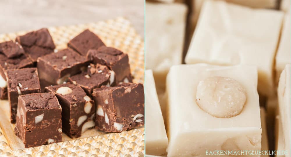 Fudge Rezept mit weißer Schokolade und Zartbitterschokolade