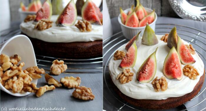 Walnusskuchen mit Feigen