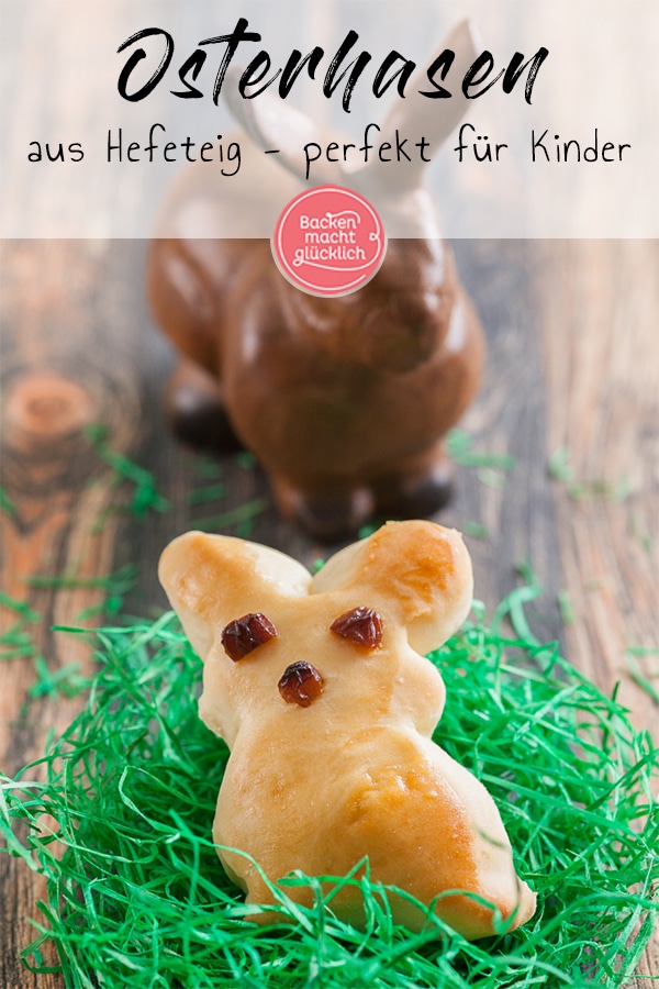 Diese Osterhasen aus gelingsicherem Hefeteig eignen sich wunderbar fürs gemeinsame Backen mit der Familie. Die Hefehasen schmecken garantiert allen.