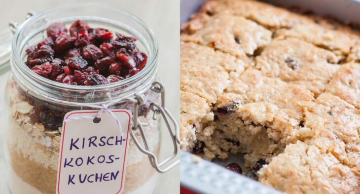 Kokos Kirsch Kuchen Backmischung im Glas