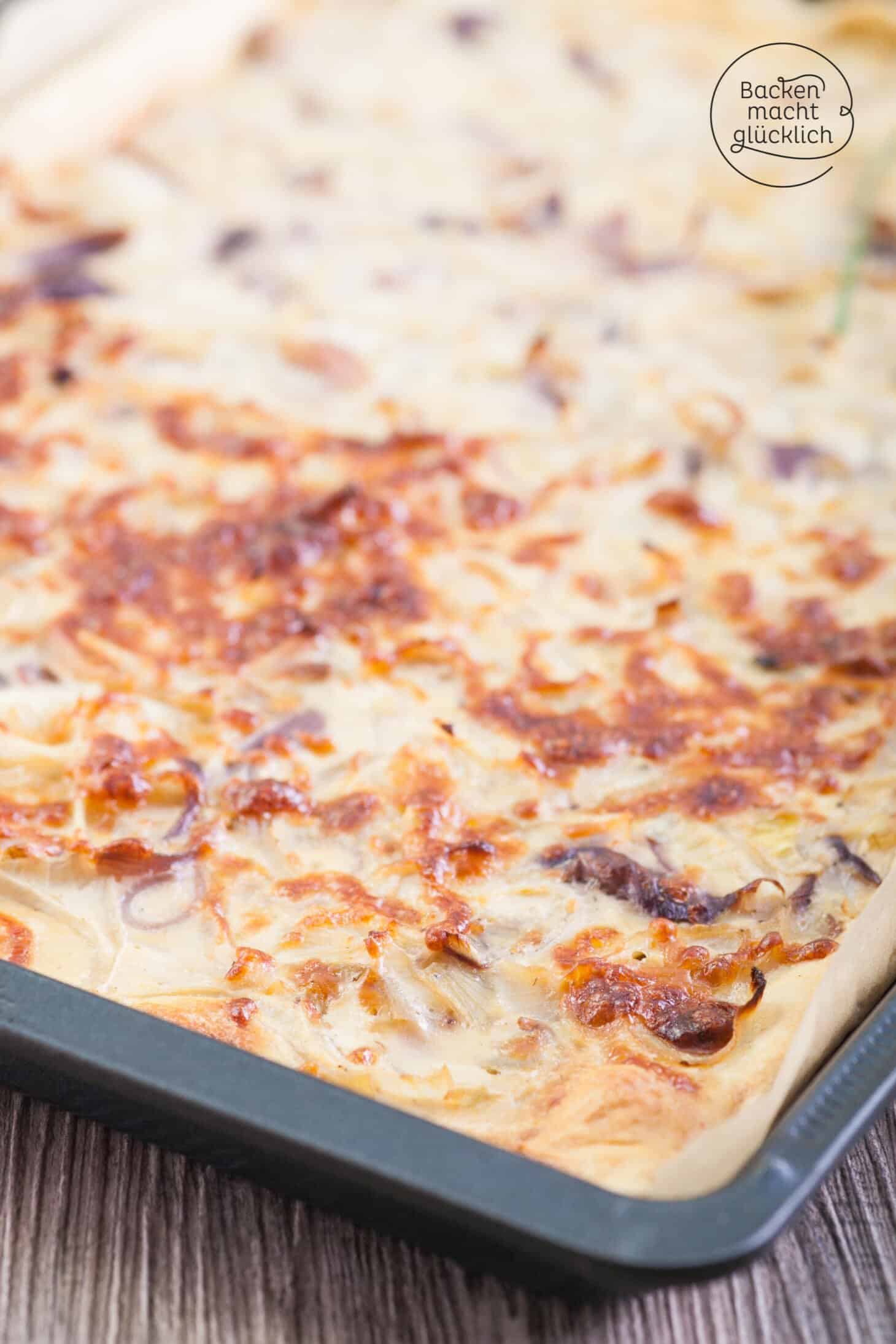 Zwiebelkuchen vom Blech Backen macht glücklich