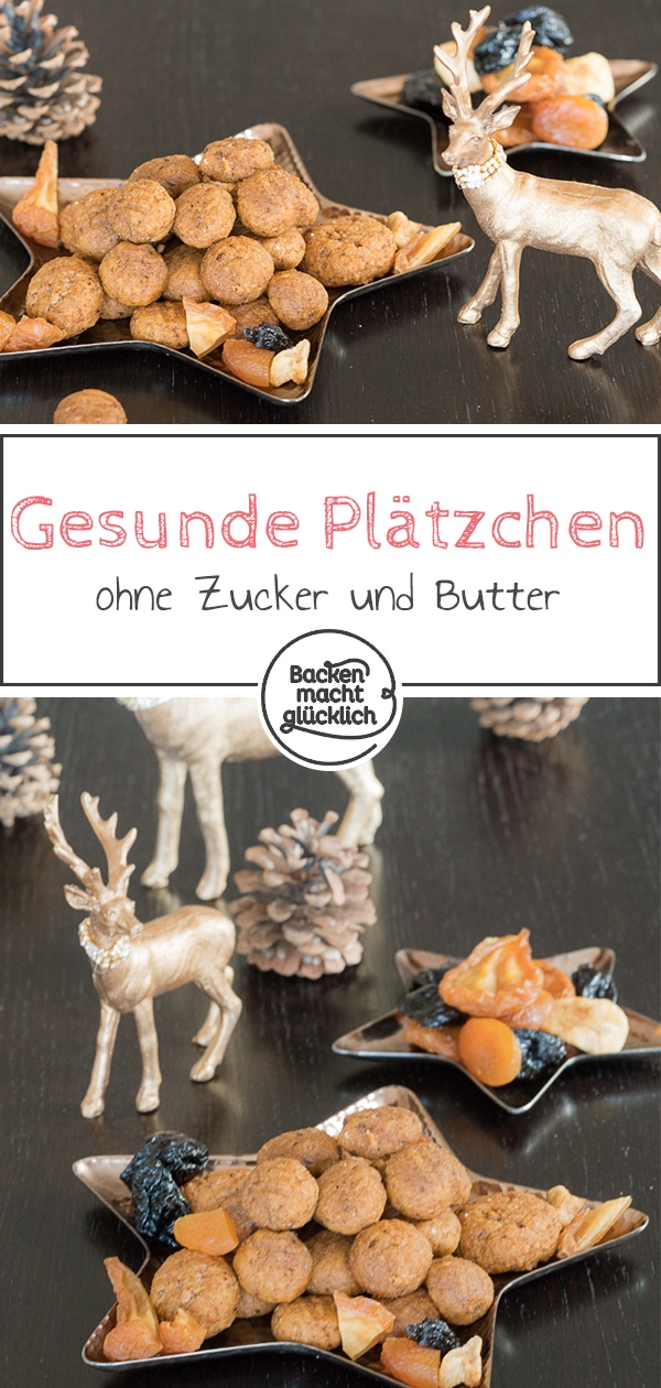 Diese leckeren Vollkornplätzchen ohne Zucker, Butter und Weißmehl schmeckt nicht nur in der Weihnachtszeit. Die Vollkornplätzchen mit Früchten sind schön süß, aromatisch, saftig und weich.