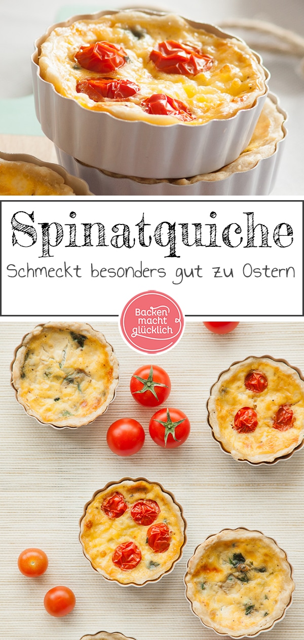 Frischer Blattspinat, pikanter Käse, ein cremiger Guss und eine mürbe Teigkruste – das sind die Elemente, die eine leckere Spinat-Quiche ausmachen. Im Miniformat schmecken uns die kleinen Spinat-Tartes nochmal besser. Außerdem eignen sich die pikanten Spinat-Tartelettes auch gut für einen gemütlichen Brunch an Ostern (oder ganz ohne Anlass…).