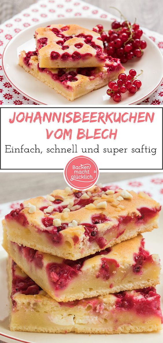 Dieser Johannisbeer-Kuchen ist die perfekte Kombination aus super saftigem Rührteig und säuerlichen Früchten. Der einfache Blechkuchen mit Johannisbeeren ist ein echtes Muss im Sommer.