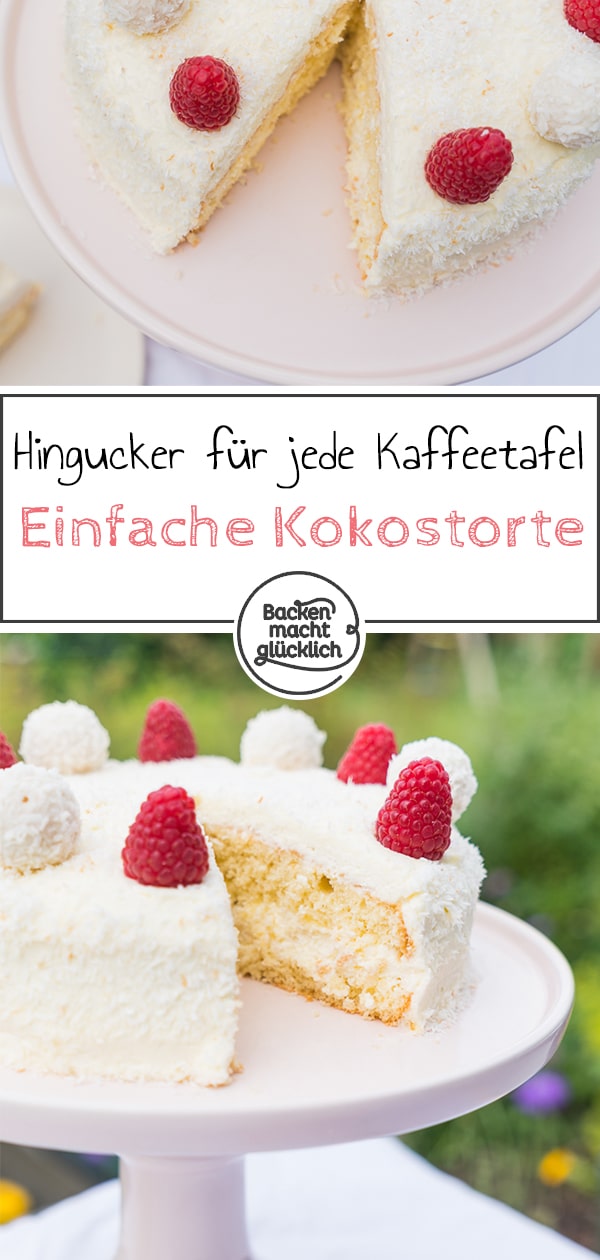 Gelingsicheres Rezept für eine köstliche Raffaello-Torte ohne Gelatine, für uns die beste Kokostorte überhaupt.