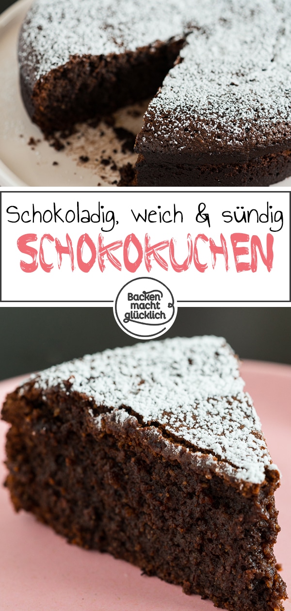 Lust auf einen saftigen Schokokuchen ohne Mehl, der so ungeheuer schokoladig, weich und sündig ist, dass er auch als Dessert durchgeht? Eine Art Schokoladenkuchen mit fast flüssigem Kern, der quasi auf der Zunge zergeht, und noch dazu sehr schnell zuzubereiten ist? Dann hätte ich was für euch ? !