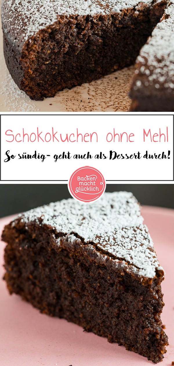 Lust auf einen saftigen Schokokuchen ohne Mehl, der so ungeheuer schokoladig, weich und sündig ist, dass er auch als Dessert durchgeht? Eine Art Schokoladenkuchen mit fast flüssigem Kern, der quasi auf der Zunge zergeht, und noch dazu sehr schnell zuzubereiten ist? Dann hätte ich was für euch ? !