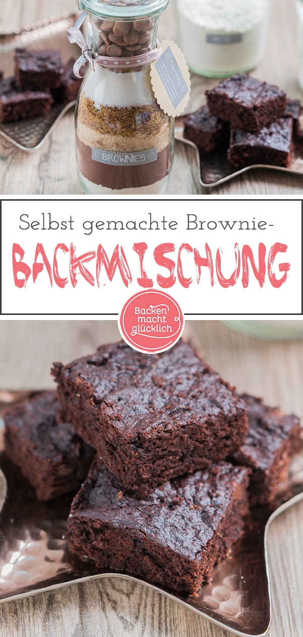 Dieser schokoladige Backmix ist ein schönes, schnell gemachtes Geschenk aus der Küche. Für die köstlichen Brownies aus dem Glas muss der Beschenkte nur noch 2 Eier und 60 g Butter zugeben.