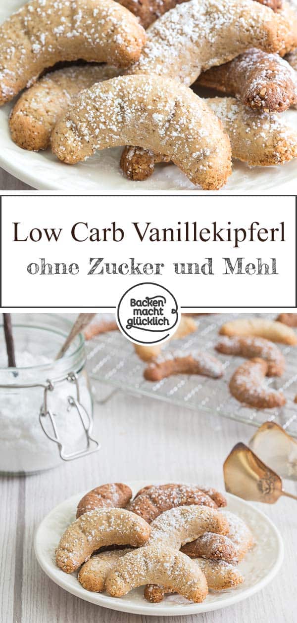 Rezept für tolle Vanillekipferl ohne Mehl und Zucker, die herrlich mürbe werden. Sie sind zudem glutenfrei & proteinreich.