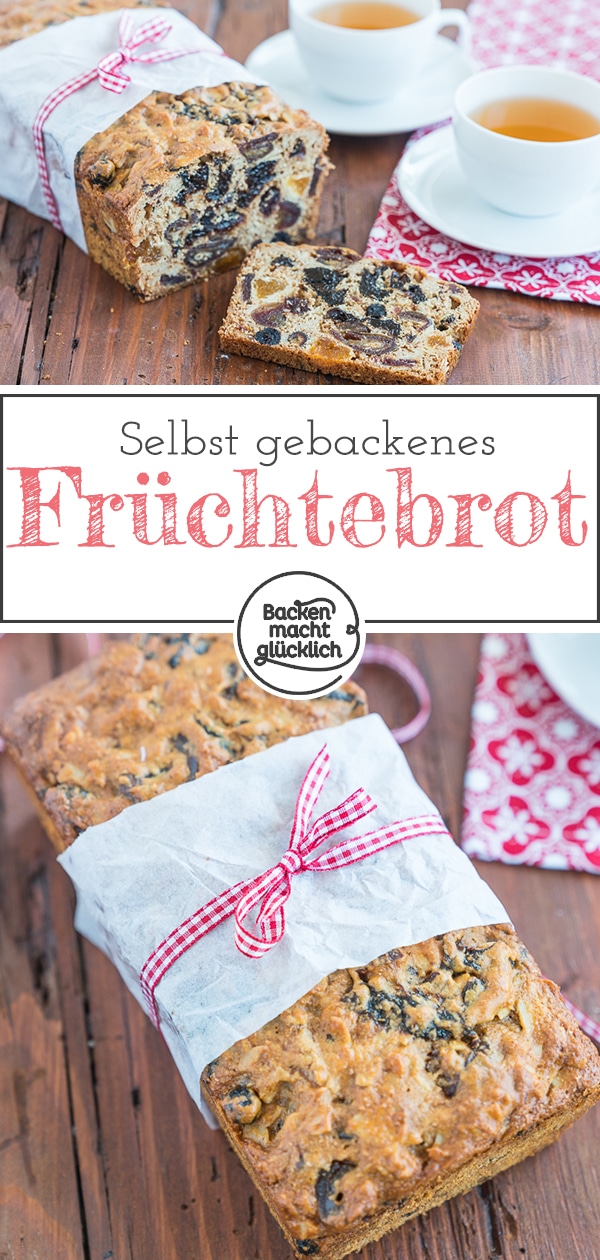 Dieses Früchtebrot ist saftig, fruchtig und steckt voller guter Zutaten. Für das Früchtebrot-Rezept könnt ihr genau die Trockenfrüchte verwenden, die ihr gerne esst - wer mag, gibt Mandeln oder Nüsse zum Früchtebrot. Ein Klassiker für die Weihnachtszeit!