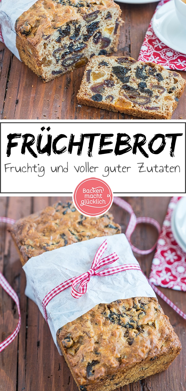 Dieses Früchtebrot ist saftig, fruchtig und steckt voller guter Zutaten. Für das Früchtebrot-Rezept könnt ihr genau die Trockenfrüchte verwenden, die ihr gerne esst - wer mag, gibt Mandeln oder Nüsse zum Früchtebrot. Ein Klassiker für die Weihnachtszeit!