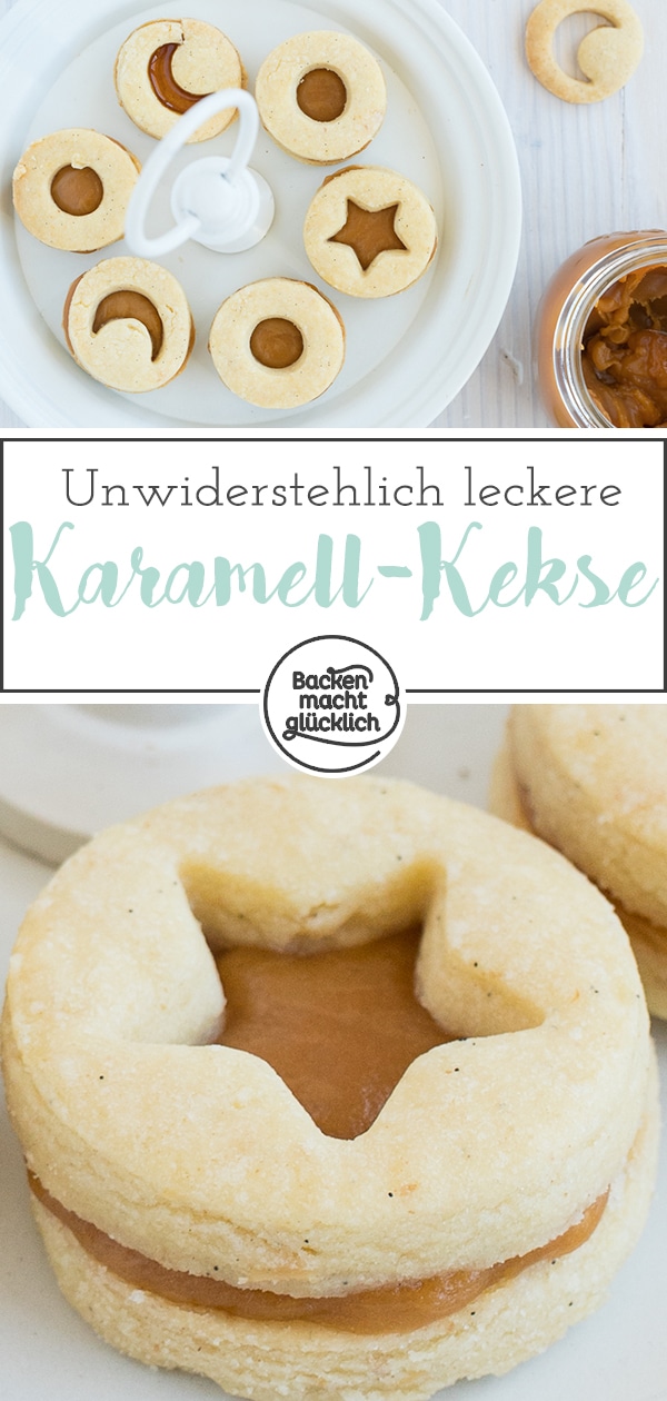 Die Kombination dieser Karamell-Plätzchen ist einfach genial: buttriger Mürbteig trifft auf cremiges Karamell und einen Hauch Tonkabohne. Zusammen ergeben die Zutaten ein Rezept für gefüllte Plätzchen mit Karamellcreme, die auf der Zunge zergehen.