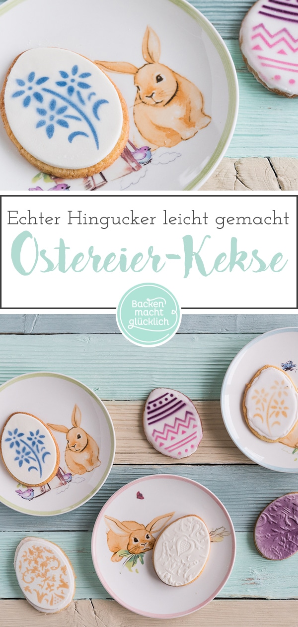 Tolles Rezept für klassische Osterplätzchen. Die Osterkekse werden besonders hübsch mit Fondant und Airbrush. Aber auch mit Zuckerguss sind die Osterkekse super lecker.