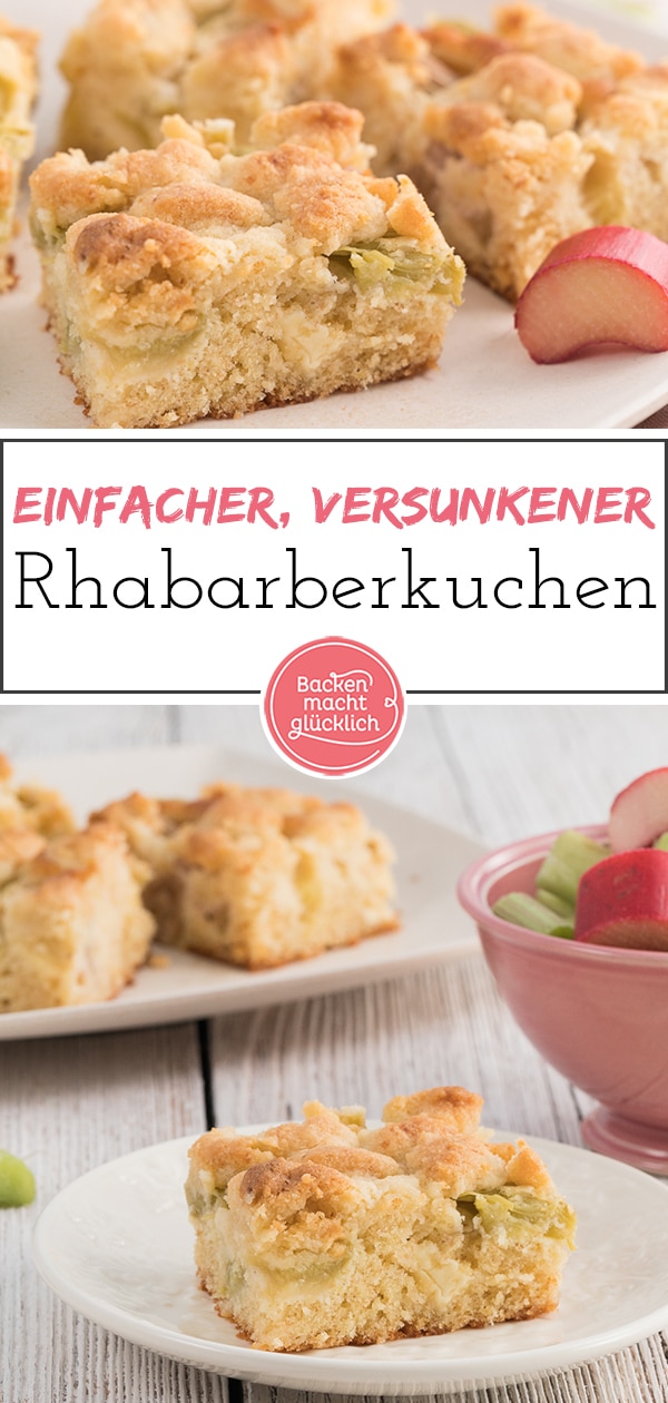 Einfaches Rezept für einen köstlichen Rhabarberkuchen vom Blech: Säuerlicher Rhabarber, mürbe Streusel, saftiger Rührteig und weiße Schokolade. Dieser einfache Blechkuchen ist ein absoluter Frühlingsgenuss! Der Rhabarberkuchen schmeckt auch mit Kirschen und Blaubeeren.