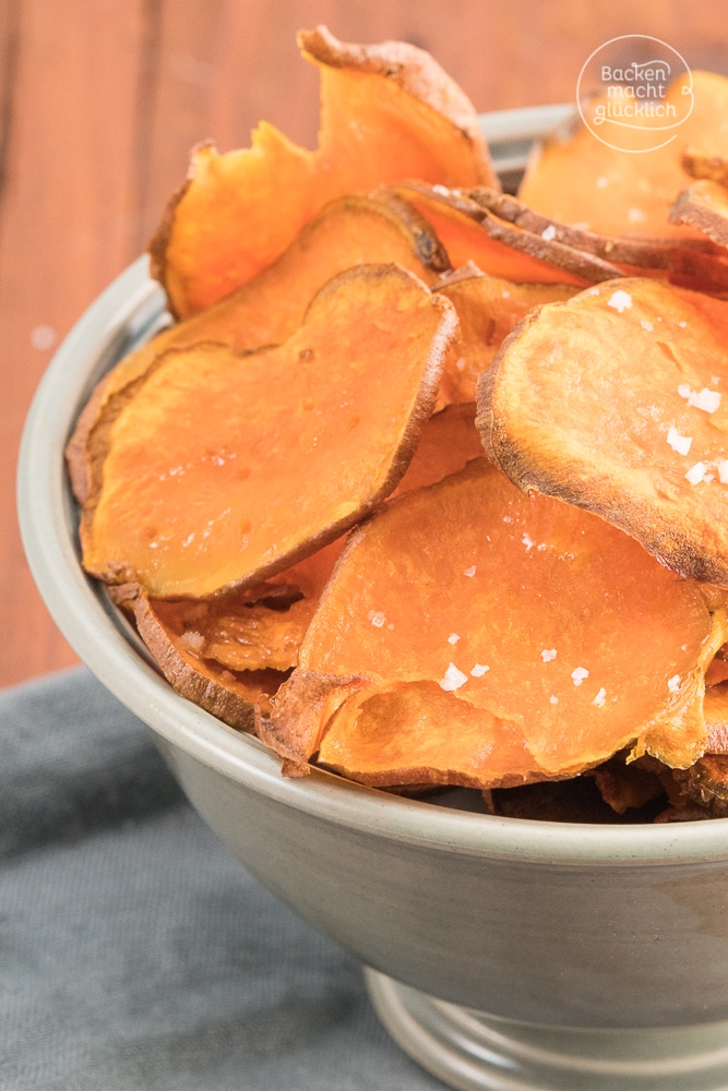 Süsskartoffelchips im Backofen