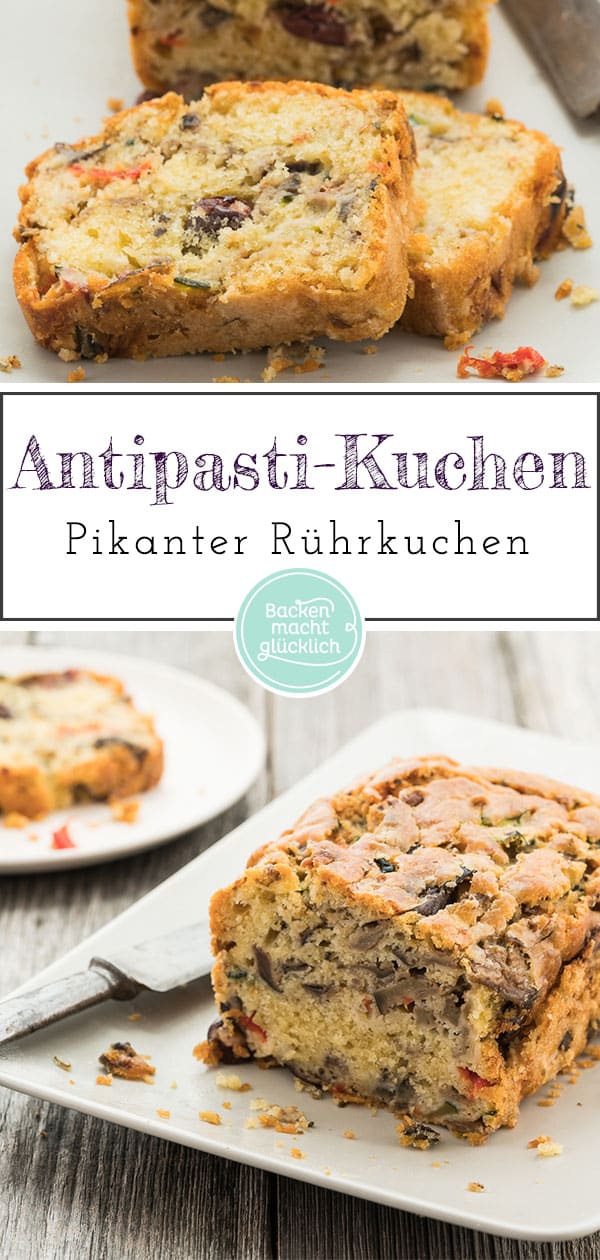 Dieser Antipasti-Kuchen aus der Kastenform ist ein köstlicher Gemüsecake aus Rührteig - perfekt für Partys & Buffets