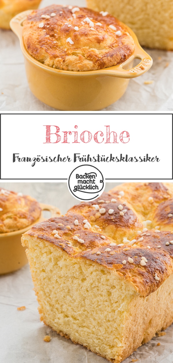 Französischer Frühstücks-Klassiker: Brioche aus buttrigem Hefeteig kann pur, süß mit Marmelade oder sogar herzhaftem Belag gegessen werden. Wer mag, backt den Teig in kleinen Förmchen statt als großen Laib.