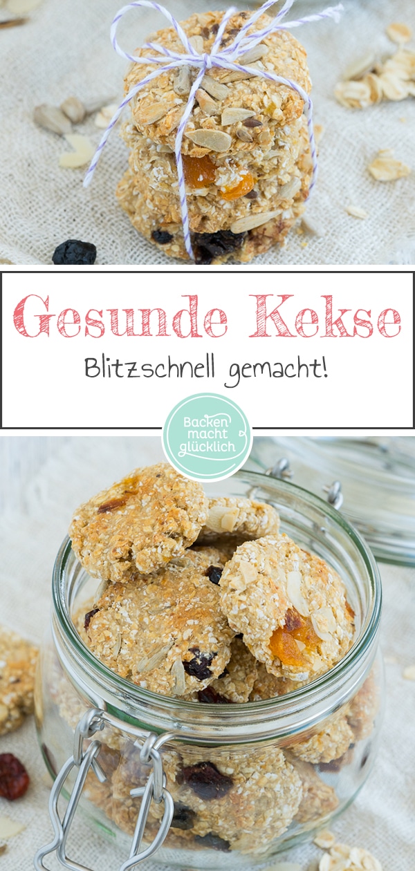 Superlecker, blitzschnell zubereitet und noch dazu gesund: Diese fettarmen, veganen Müsli-Cookies sind echte Nervennahrung für Klein und Groß!