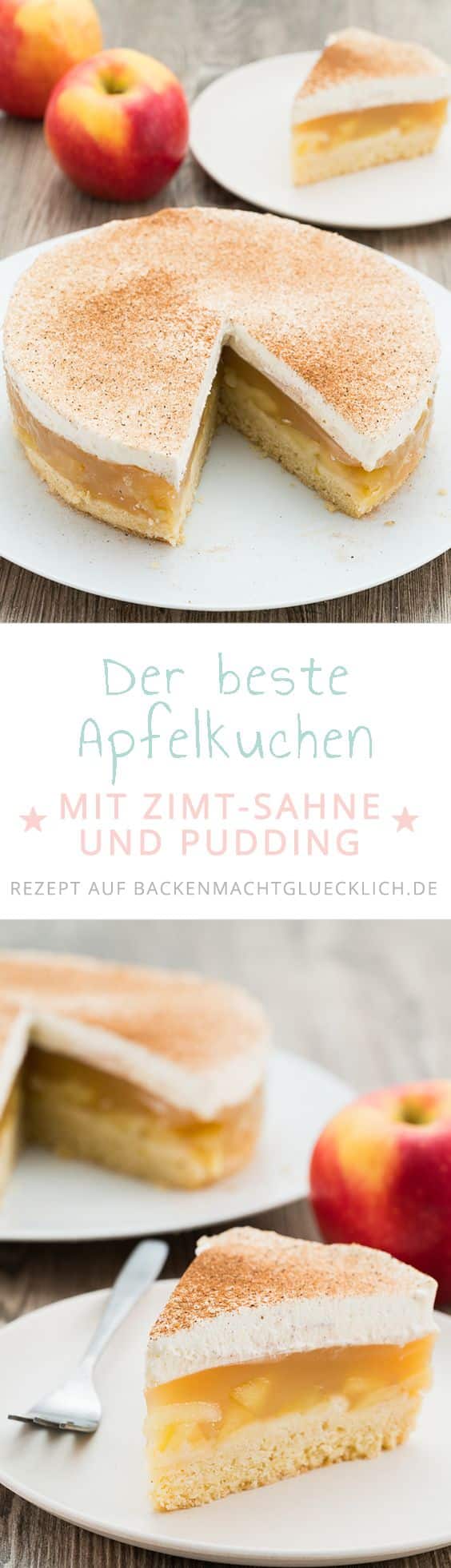 Die beste Apfel-Sahne-Torte mit Pudding und Mürbeteig: kommt garantiert gut an, ist superlecker & einfach zu machen!