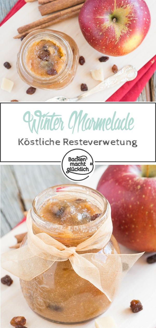 In dieser Bratapfelmarmelade stecken gebackene Äpfel, Zimt, Rosinen und Marzipan – für mich die perfekte winterliche Kombination aus Zutaten. Die Bratapfelmarmelade ist nicht nur ein köstliches Last-Minute-Geschenk aus der Küche, sondern nach den Feiertagen auch eine tolle Möglichkeit, Reste aus der Weihnachtsbäckerei zu verwerten.