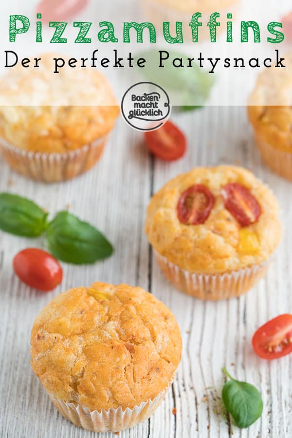 Schnelle Pizzamuffins ohne Hefe sind ein toller Partysnack für groß und klein - sie kommen garantiert gut an!