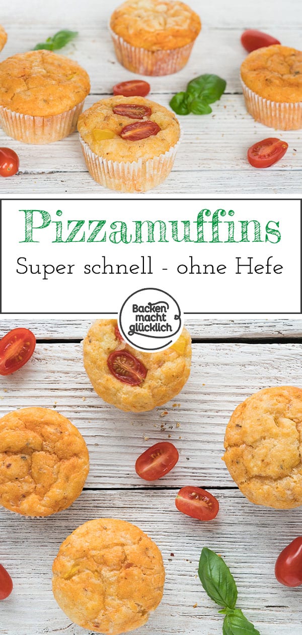 Schnelle Pizzamuffins ohne Hefe sind ein toller Partysnack für groß und klein - sie kommen garantiert gut an!