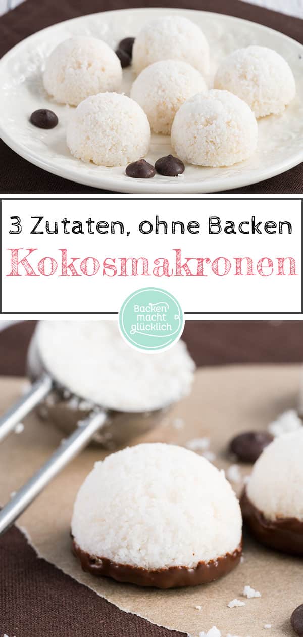 Diese veganen Kokosmakronen ohne Ei und ohne Backen bestehen aus nur 3 Zutaten. Einfach und köstlich!