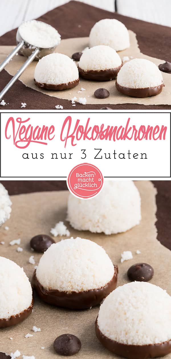 Diese veganen Kokosmakronen ohne Ei und ohne Backen bestehen aus nur 3 Zutaten. Einfach und köstlich!