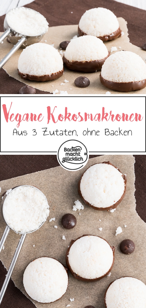 Diese veganen Kokosmakronen ohne Ei und ohne Backen bestehen aus nur 3 Zutaten. Einfach und köstlich!