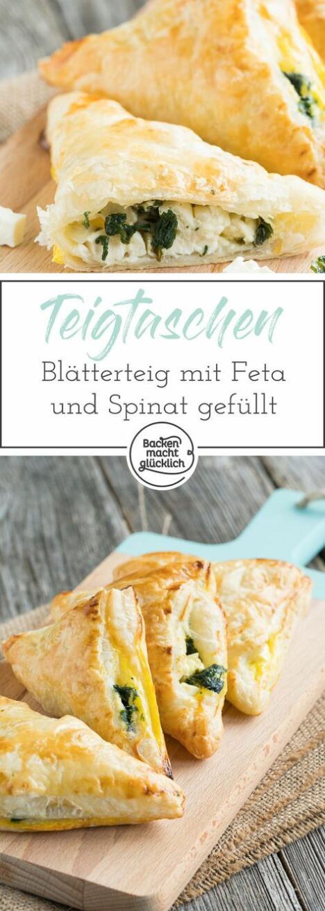 Blätterteigtaschen mit Spinat und Feta | Backen macht glücklich