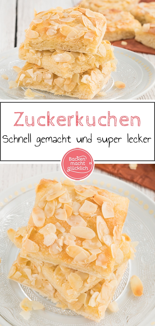 Omas saftiger Butterkuchen mit Mandeln und Sahne schmeckt wie vom Bäcker - nur viel besser! Eben ein echter Blechkuchen-Klassiker.