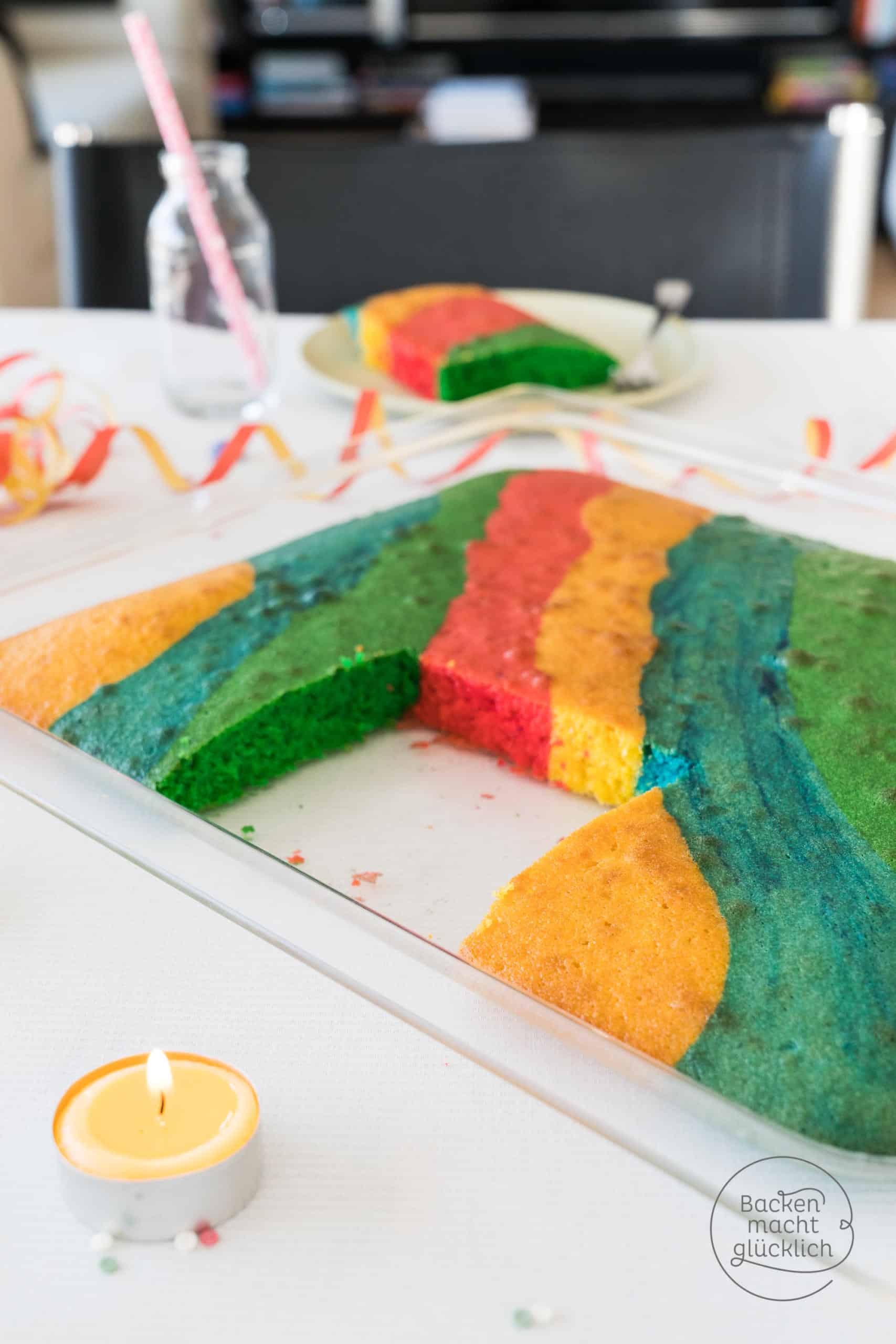 Bunter Blechkuchen Regenbogenkuchen