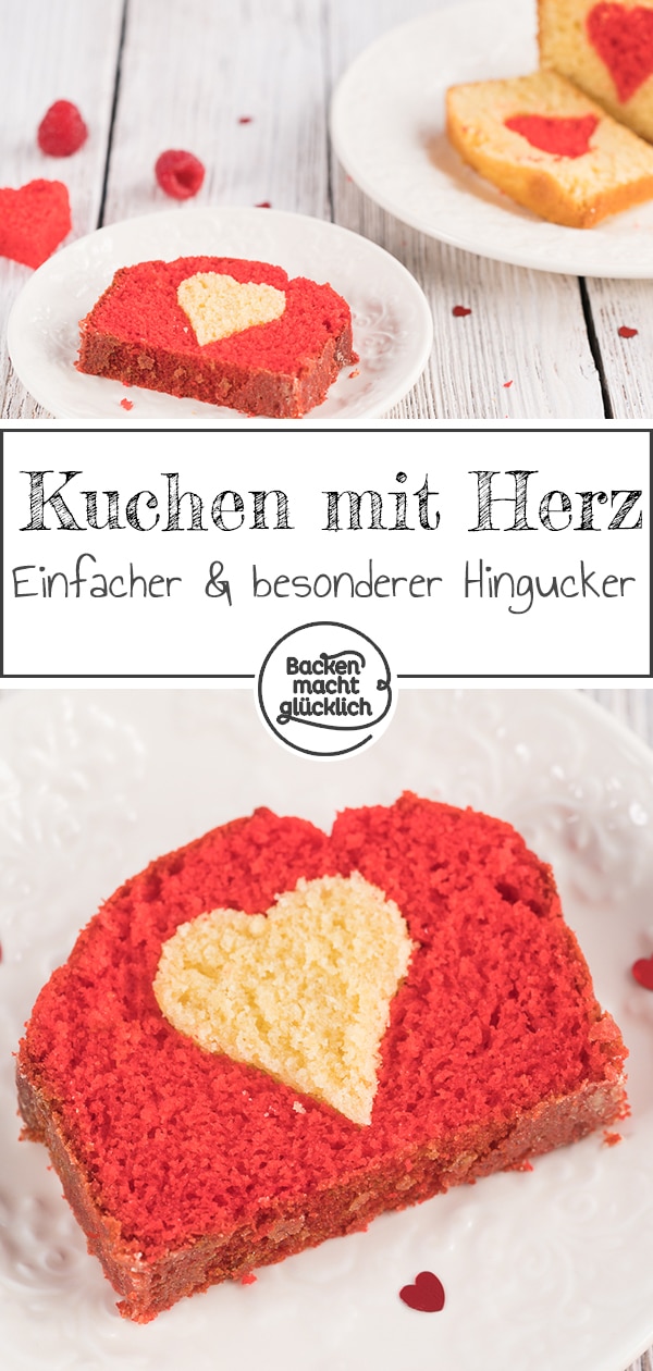 Toller Herzkuchen für Muttertag und Co. Ein einfaches Rezept aus saftigem Rührteig: Diesen Kuchen mit Herz innen solltet ihr gleich nachbacken!