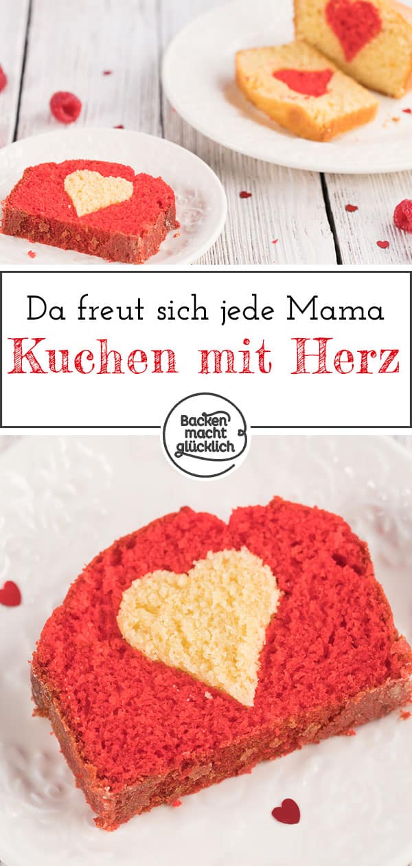 Toller Herzkuchen für Muttertag und Co. Ein einfaches Rezept aus saftigem Rührteig: Diesen Kuchen mit Herz innen solltet ihr gleich nachbacken!