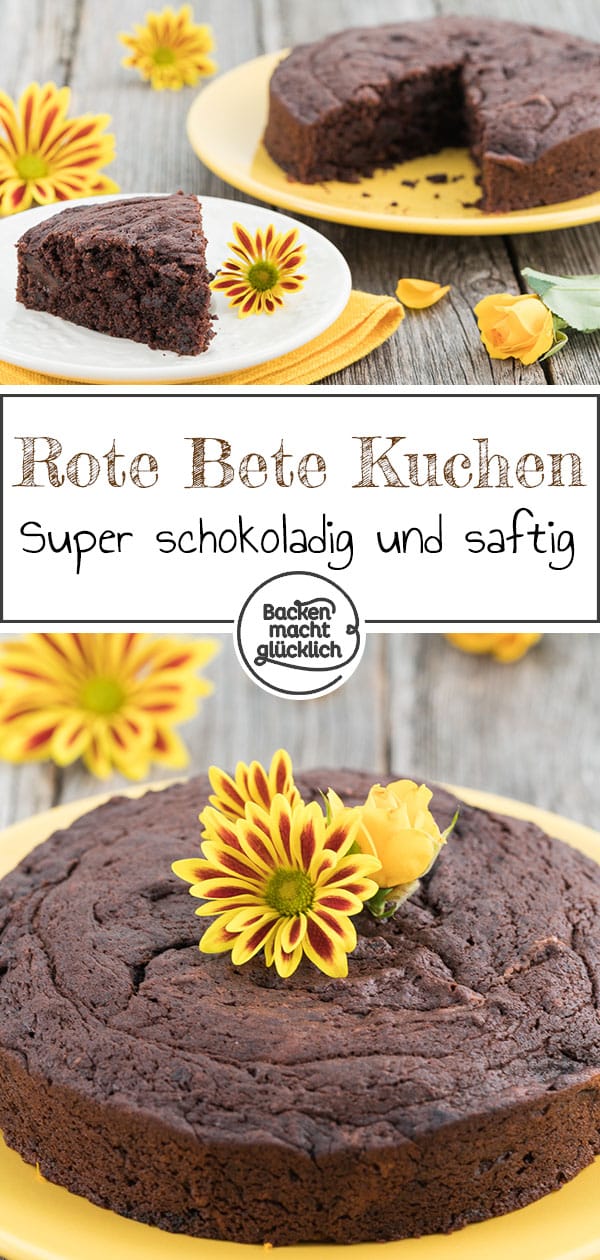 Superschokoladig und supersaftig: Dieser vegane Rote Bete Kuchen schmeckt einfach genial! Dass Gemüse im Schokoladenkuchen mit Roter Bete steckt, schmeckt man überhaupt nicht heraus.Das Rezept klappt auch glutenfrei bzw. ohne Zucker.