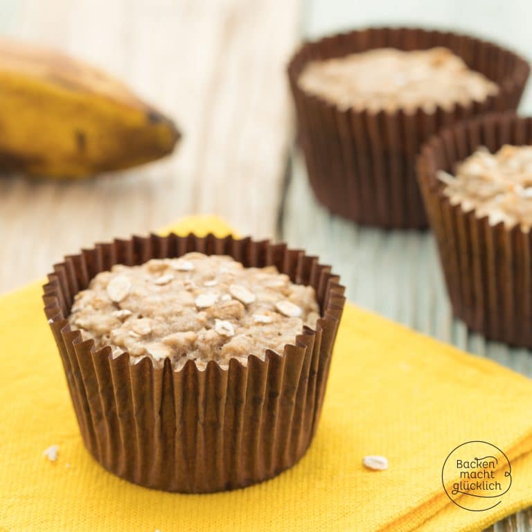 Vegane Bananen-Hafer-Muffins ohne Zucker & Fett
