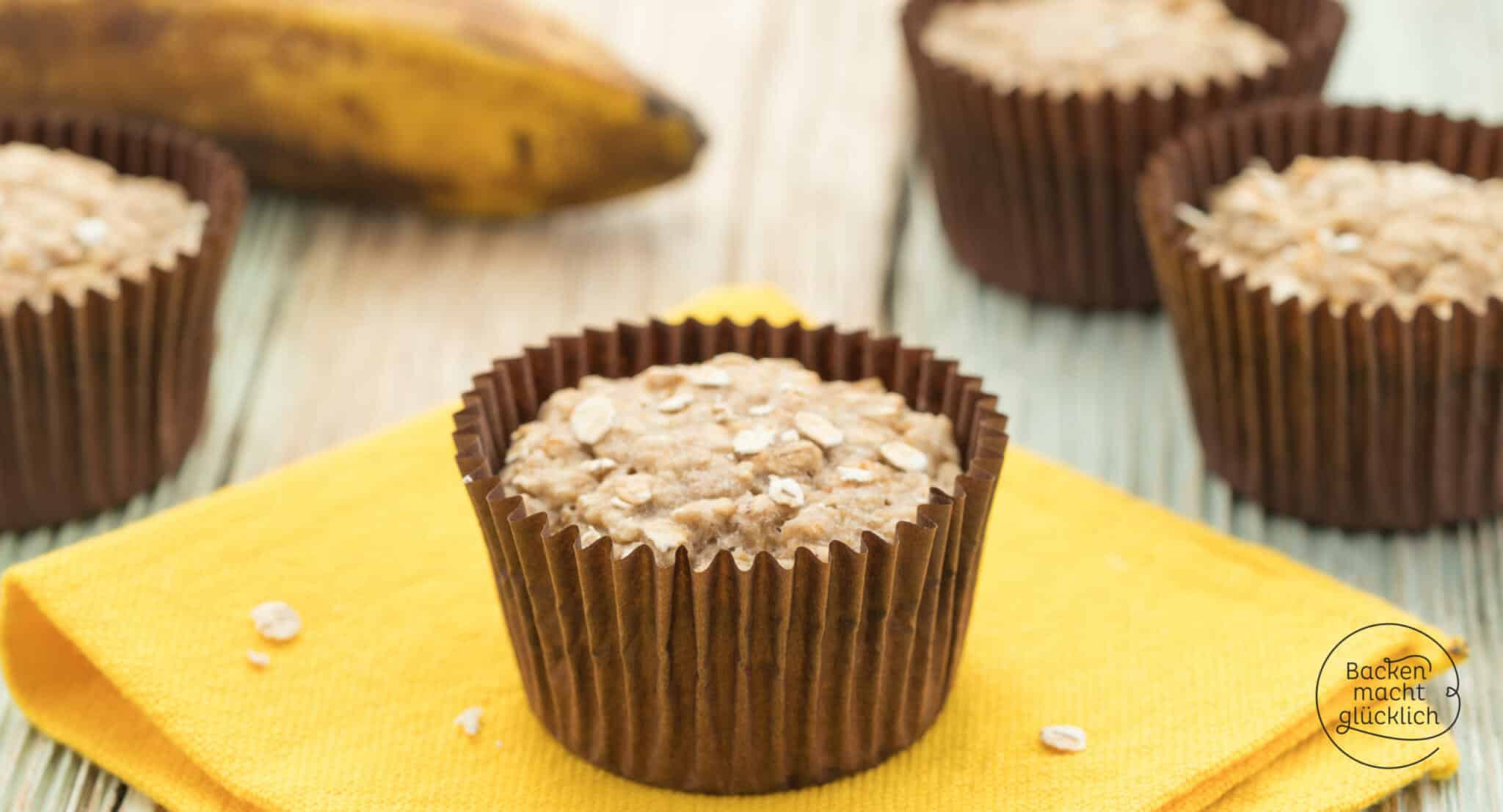 Vegane Bananen-Haferflocken-Muffins ohne Zucker