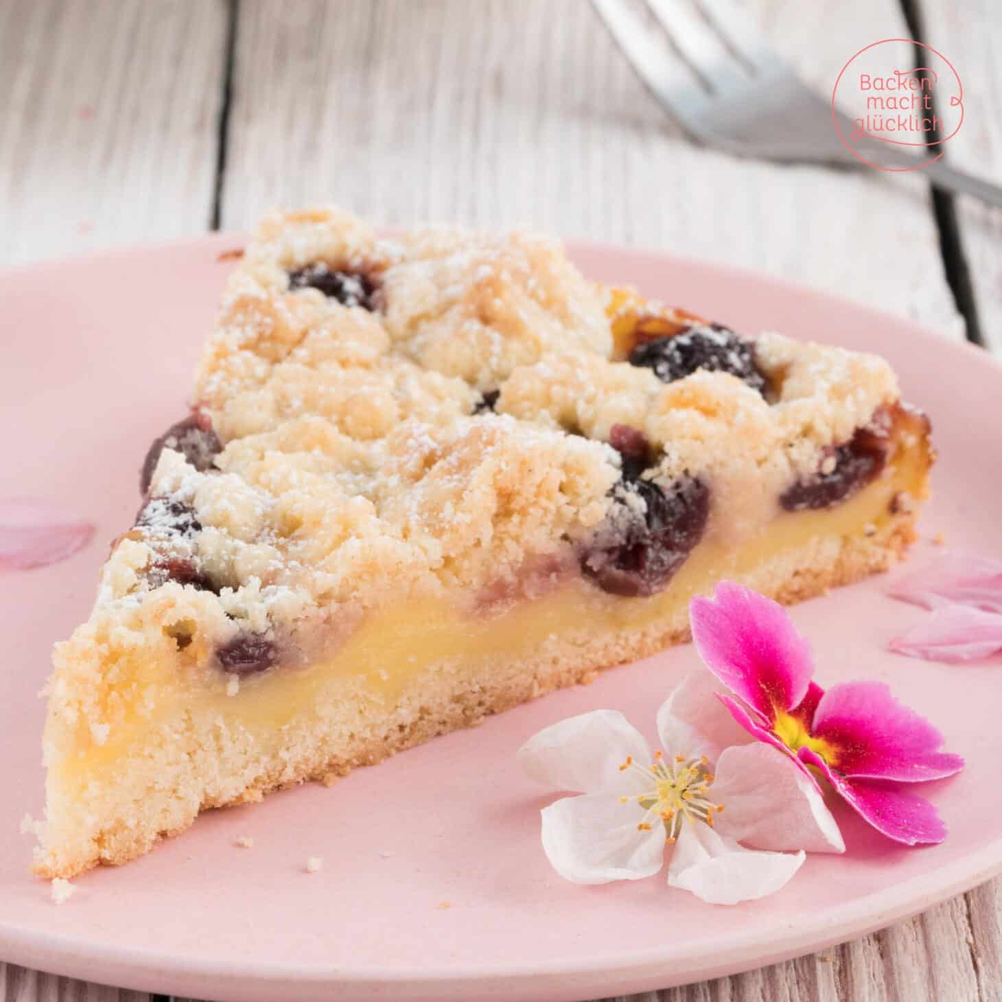 PuddingStreuselkuchen mit Kirschen Backen macht glücklich PuddingStreuselkuchen mit Kirschen Backen macht glücklich