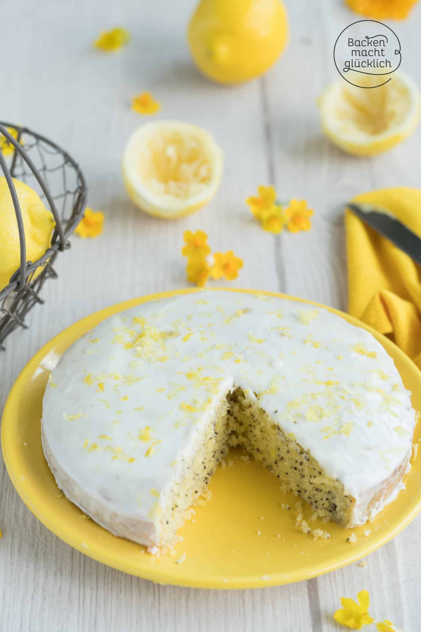 Saftiger Zitronen-Mohn-Kuchen | Backen macht glücklich