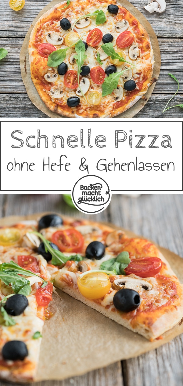 Heißhunger auf Pizza? Meinen Pizzateig ohne Hefe könnt ihr in nur 5 Minuten Zuhause nachmachen. So zaubert ihr in Windeseile eine knusprig leckere Pizza ohne Hefe auf den Tisch.