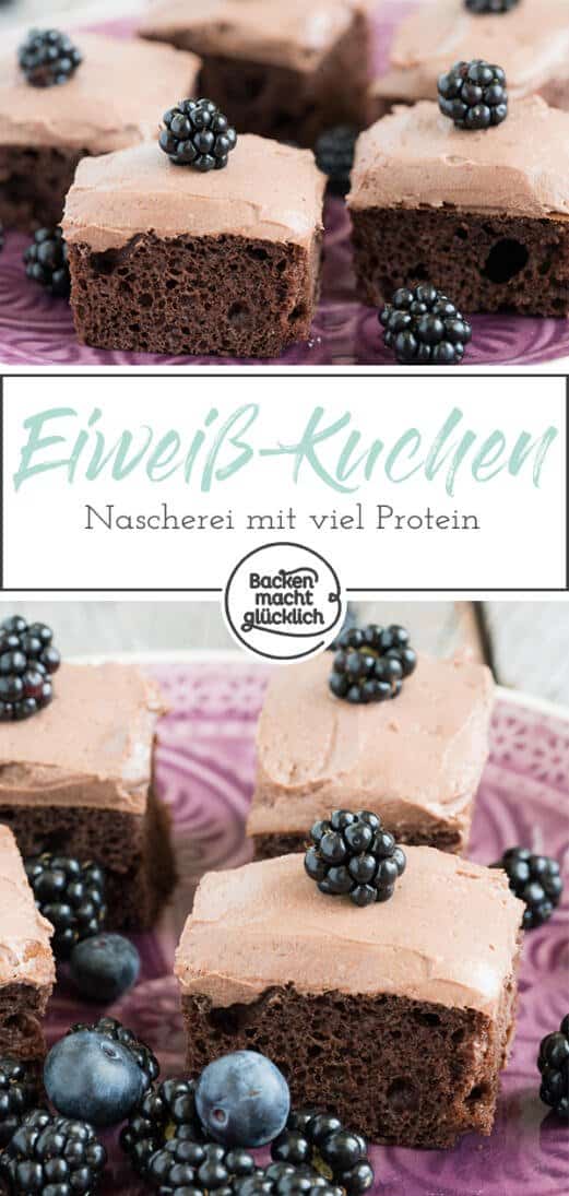 Eiweißbombe aus dem Ofen: Dieser Schoko-Proteinkuchen mit Frischkäsefrosting enthält keinen Zucker und kaum Fett, aber viel Protein. Der High-Protein-Kuchen ist ein toller Fitnesskuchen und leckere Alternative zum Shake!