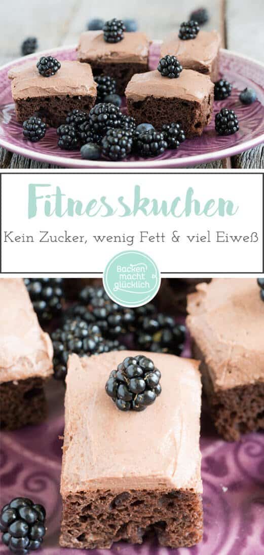 Eiweißbombe aus dem Ofen: Dieser Schoko-Proteinkuchen mit Frischkäsefrosting enthält keinen Zucker und kaum Fett, aber viel Protein. Der High-Protein-Kuchen ist ein toller Fitnesskuchen und leckere Alternative zum Shake!