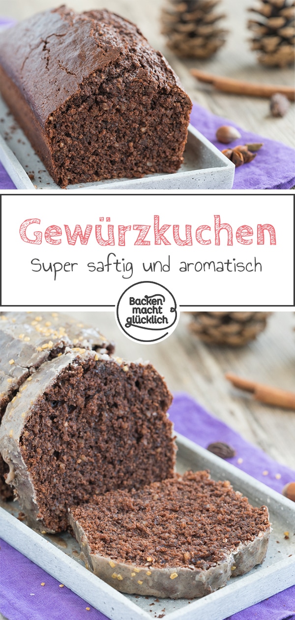 Saftiger Gewürz-Kuchen mit Schokolade, Lebkuchengewürz und Zimtguss. Ein echter Klassiker für die kalte Jahreszeit!