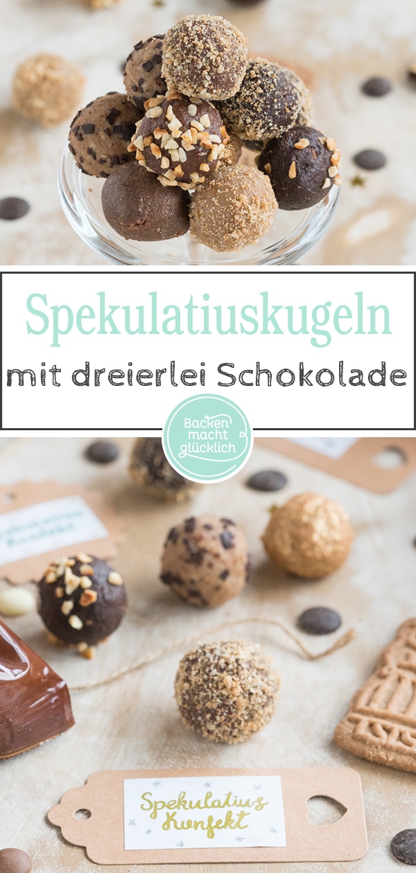 Diese Spekulatius-Pralinen sind nicht nur absolut köstlich, das Spekulatiuskonfekt ist auch ein tolles Geschenk aus der Küche. Die Spekulatiuskugeln sehen toll aus, das Keks-Konfekt schmeckt himmlisch und die kleinen Keks-Kugeln lassen sich wunderschön als schnelles Geschenk aus der Küche verpacken.