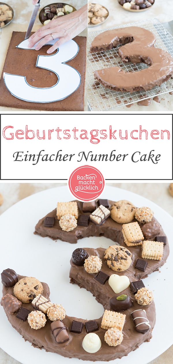 Genial einfaches Rezept für einen Zahlenkuchen. Der Number Cake ist der perfekte Geburtstagskuchen. Meine Zahlentorte wird ohne Form gebacken und gelingt garantiert jedem.