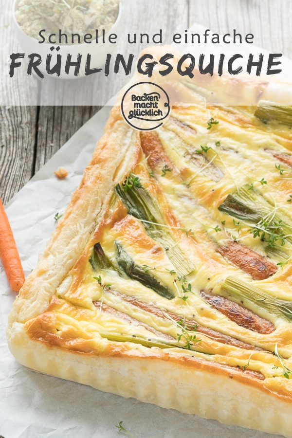 Lust auf eine köstliche vegetarische Gemüse-Quiche mit Blätterteig und Karotten? Die perfekte pikante Frühlingstarte!